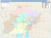 Lake Charles Metro Area Wall Map Color Cast Style